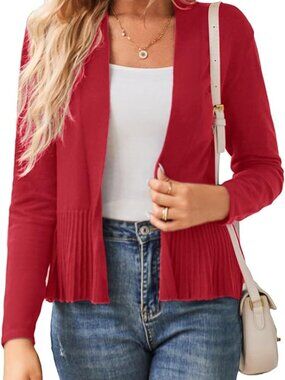 Grace Karin Lightweight Peplum Cardigan Sweater Front Office Workwear NWT XXL